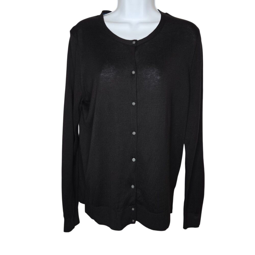 Banana Republic Black Crew-Neck Button-Front Cardigan Sweater - Size XL NWOT